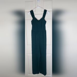 Rewash Dark Green Wide Leg Jumpsuit Ruffle Strap - Size Medium